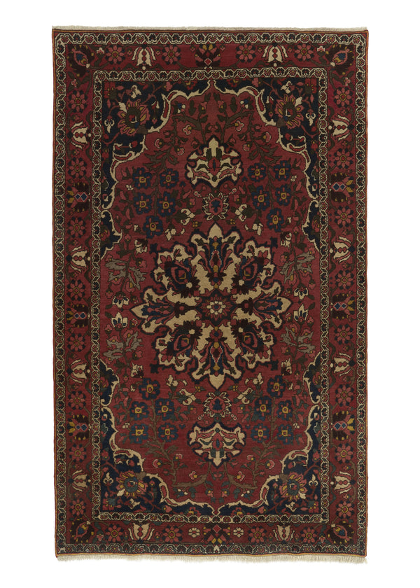17756 Persian Rug Bakhtiari Handmade Area Tribal Vintage 4'5'' x 7'3'' -4x7- Red Floral Design