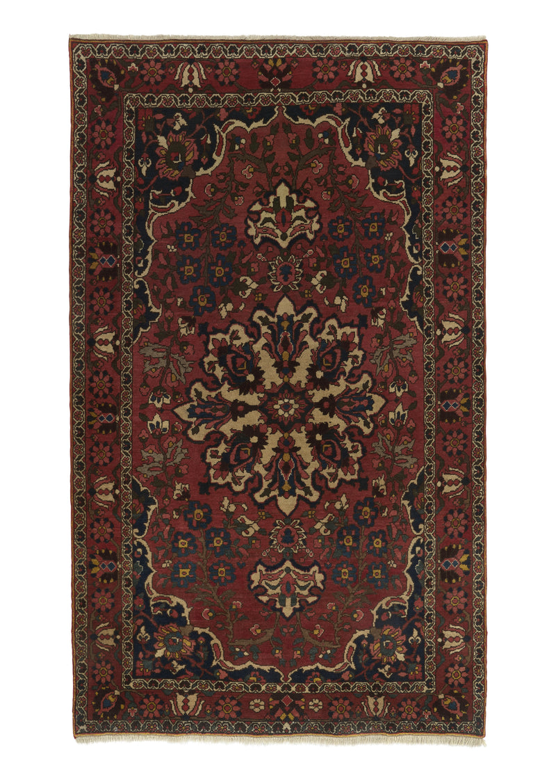 17756 Persian Rug Bakhtiari Handmade Area Tribal Vintage 4'5'' x 7'3'' -4x7- Red Floral Design