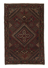 17759 Persian Rug Bakhtiari Handmade Area Tribal Vintage 4'4'' x 6'6'' -4x7- Red Geometric Design