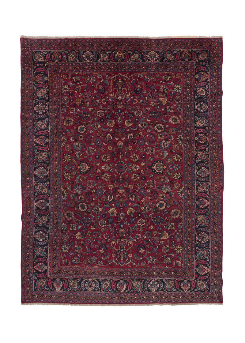 17821 Persian Rug Mashhad Handmade Area Traditional 8'1'' x 11'1'' -8x11- Red Blue Floral Design