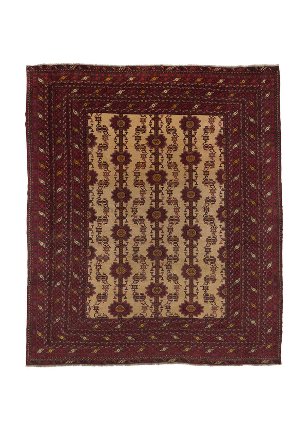 17825 Oriental Rug Afghan Handmade Area Tribal 9'10'' x 11'3'' -10x11- Red Geometric Design