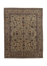 17830 Persian Rug Kashan Handmade Area Traditional 11'0'' x 14'7'' -11x15- Whites Beige Blue Floral Design