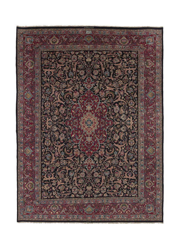 17839 Persian Rug Mashhad Handmade Area Traditional 9'6'' x 12'8'' -10x13- Red Blue Floral Design