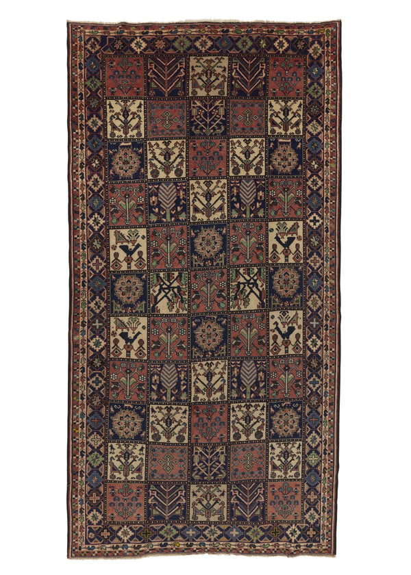 17908 Persian Rug Yalameh Handmade Area Runner Tribal Vintage 5'0'' x 9'9'' -5x10- Orange Blue Partition Design
