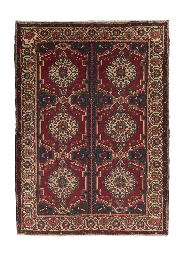 17925 Persian Rug Bakhtiari Handmade Area Tribal 7'1'' x 9'10'' -7x10- Red Green Geometric Design