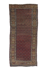 17980 Persian Rug Kurdistan Handmade Area Antique Tribal 4'6'' x 9'6'' -5x10- Red Brown Geometric Design
