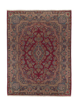 17989 Persian Rug Yazd Handmade Area Traditional 9'10'' x 13'4'' -10x13- Red Blue Floral Design