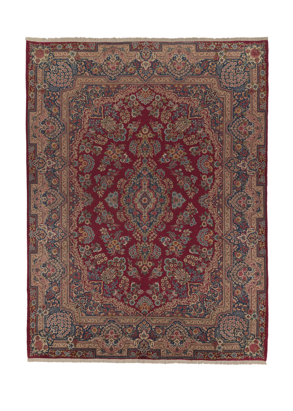 17989 Persian Rug Yazd Handmade Area Traditional 9'10'' x 13'4'' -10x13- Red Blue Floral Design
