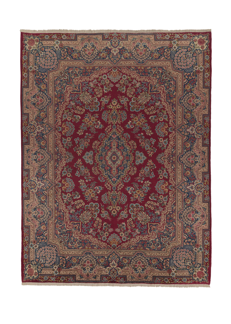 17989 Persian Rug Yazd Handmade Area Traditional 9'10'' x 13'4'' -10x13- Red Blue Floral Design