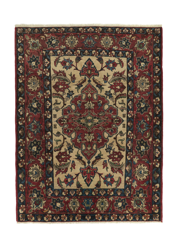 18084 Persian Rug Bakhtiari Handmade Area Tribal 5'1'' x 6'9'' -5x7- Red Whites Beige Floral Design