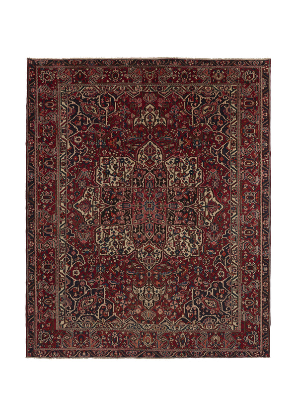 18086 Persian Rug Bakhtiari Handmade Area Tribal Vintage 10'8'' x 13'2'' -11x13- Red Geometric Design