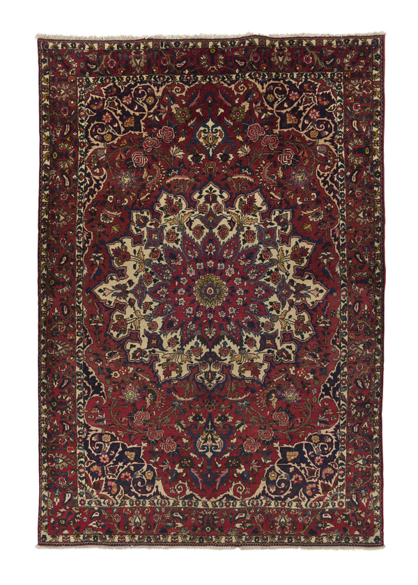 18108 Persian Rug Bakhtiari Handmade Area Tribal 6'10'' x 10'0'' -7x10- Red Floral Design