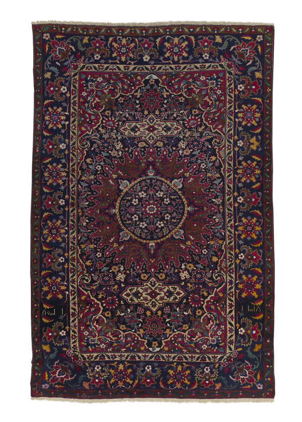 18125 Persian Rug Toodeshk Handmade Area Antique Traditional 7'1'' x 11'4'' -7x11- Blue Floral Design