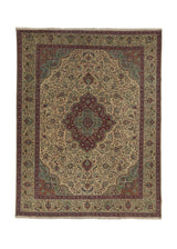 18157 Persian Rug Tabriz Handmade Area Traditional 9'8'' x 12'2'' -10x12- Whites Beige Red Floral Design