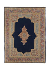 1820 Persian Rug Kerman Handmade Area Traditional 9'10'' x 13'6'' -10x14- Blue Whites Beige Open Field Floral Design