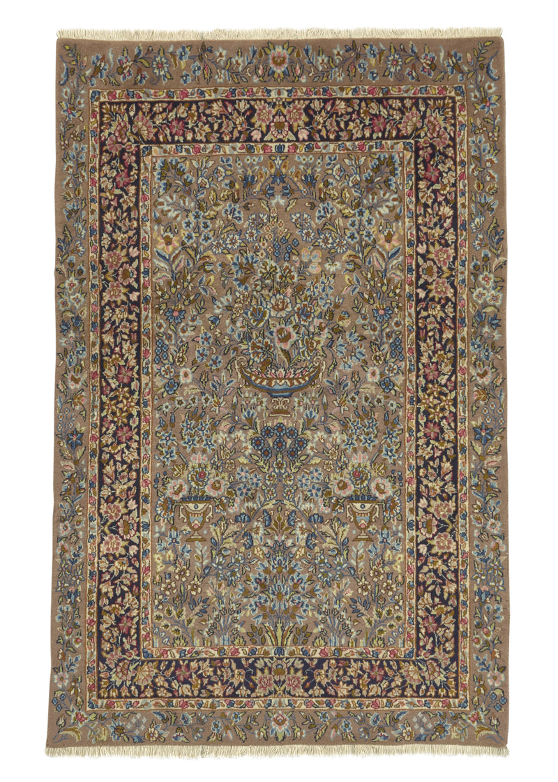 18313 Persian Rug Kerman Handmade Area Traditional 3'1'' x 4'11'' -3x5- Whites Beige Tree of Life Design