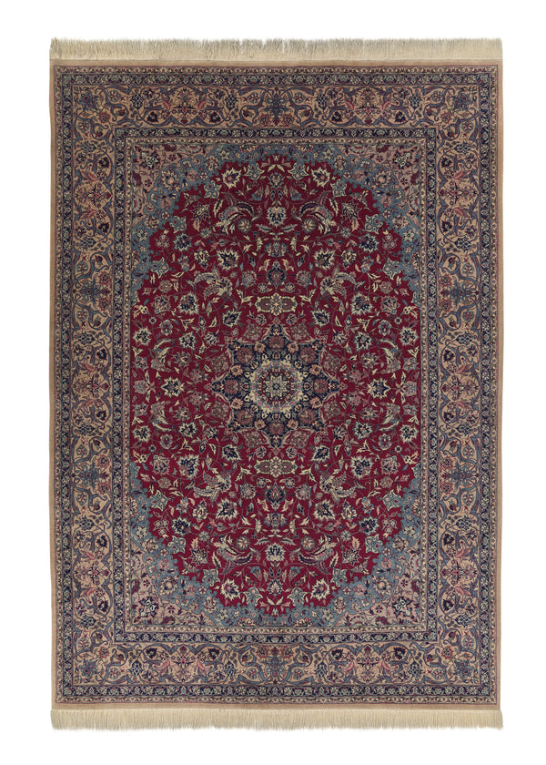 18506 Oriental Rug Chinese Handmade Area Traditional 7'3'' x 10'3'' -7x10- Red Blue Floral Design