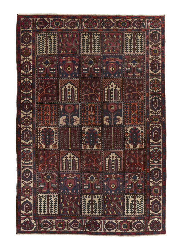 18557 Persian Rug Bakhtiari Handmade Area Tribal 6'9'' x 9'10'' -7x10- Red Garden Design