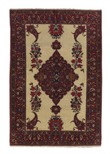 18567 Persian Rug Bakhtiari Handmade Area Tribal 7'1'' x 10'5'' -7x10- Red Whites Beige Paisley Boteh Design
