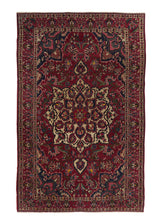 18592 Persian Rug Bakhtiari Handmade Area Antique Tribal 6'8'' x 10'6'' -7x11- Red Floral Design