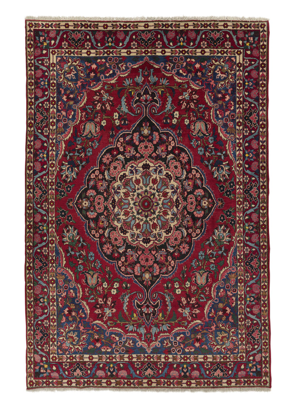 18595 Persian Rug Bakhtiari Handmade Area Tribal 6'9'' x 10'1'' -7x10- Red Floral Design