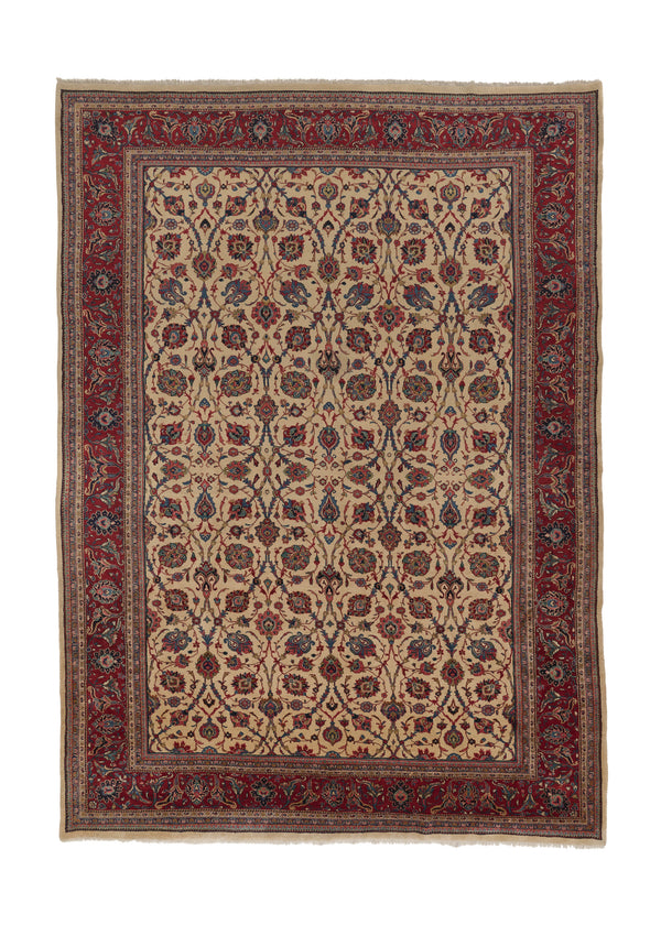 18603 Persian Rug Sarouk Handmade Area Traditional 10'2'' x 14'2'' -10x14- Whites Beige Red Shah Abbasi Floral Design