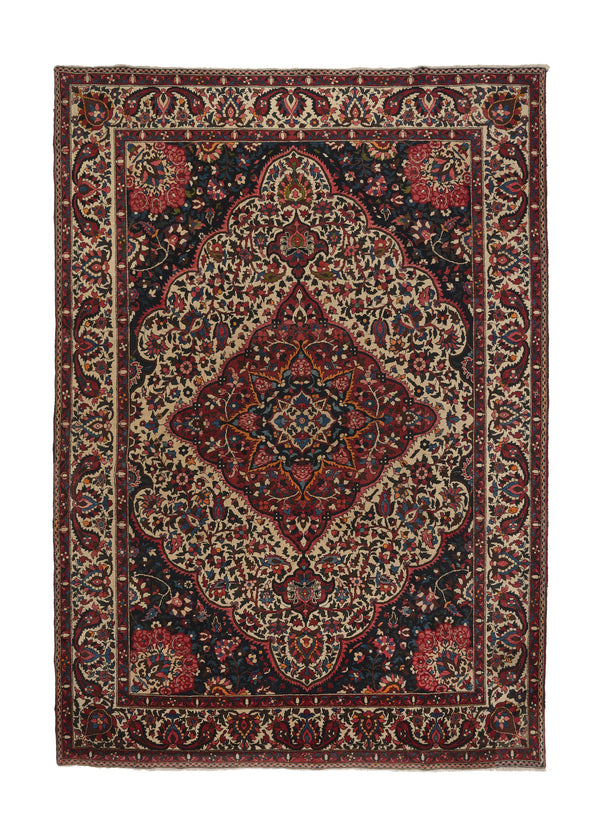 18645 Persian Rug Bakhtiari Handmade Area Tribal 8'6'' x 12'4'' -9x12- Whites Beige Red Blue Floral Design