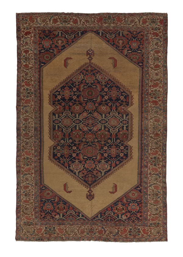 18692 Persian Rug Malayer Handmade Area Antique Tribal 11'1'' x 17'8'' -11x18- Whites Beige Blue Red Open Field Herati Haji Jalili Design
