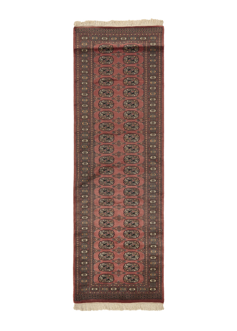 18742 Oriental Rug Pakistani Handmade Runner Tribal 2'7'' x 8'0'' -3x8- Pink Bokhara Elephant Foot Design