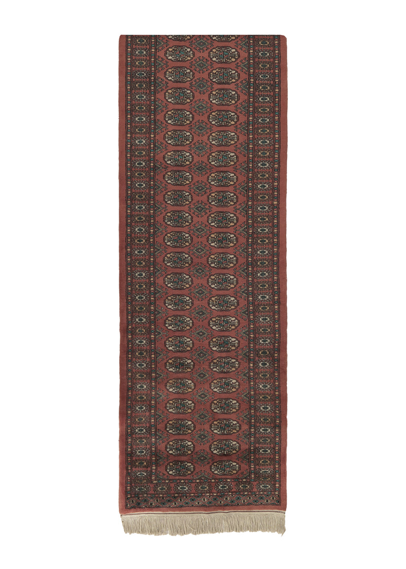 18751 Oriental Rug Pakistani Handmade Runner Tribal 2'7'' x 12'0'' -3x12- Pink Bokhara Elephant Foot Design