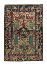 18844 Persian Rug Bakhtiari Handmade Area Antique Tribal 4'9'' x 6'10'' -5x7- Whites Beige Brown Animals Design