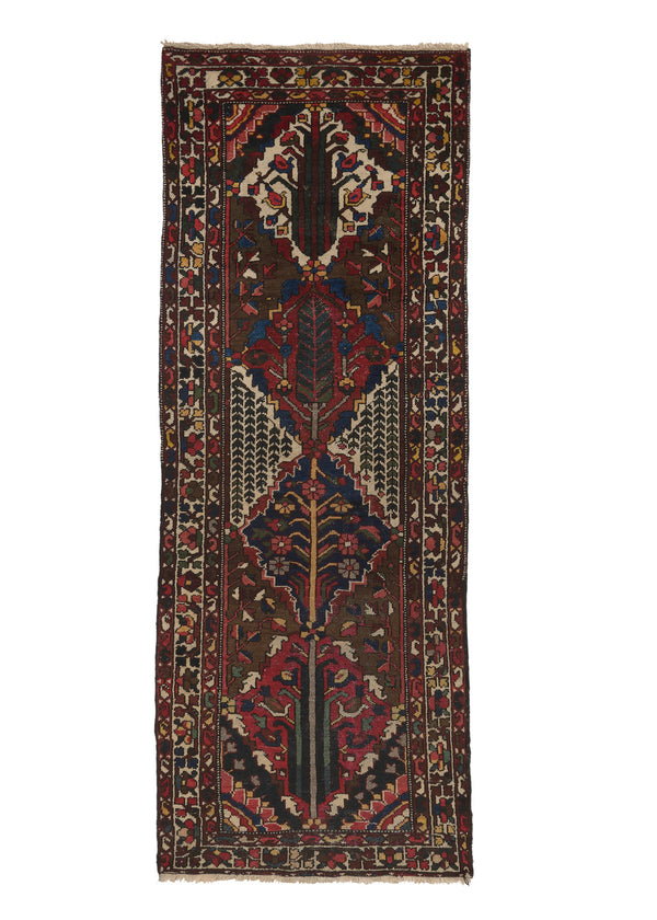 18854 Persian Rug Bakhtiari Handmade Runner Tribal Vintage 3'6'' x 9'4'' -4x9- Red Green Multi-color Garden Design