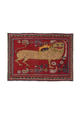 18900 Persian Rug Gabbeh Handmade Area Tribal 5'5'' x 6'9'' -5x7- Red Yellow Gold Pictorial Design