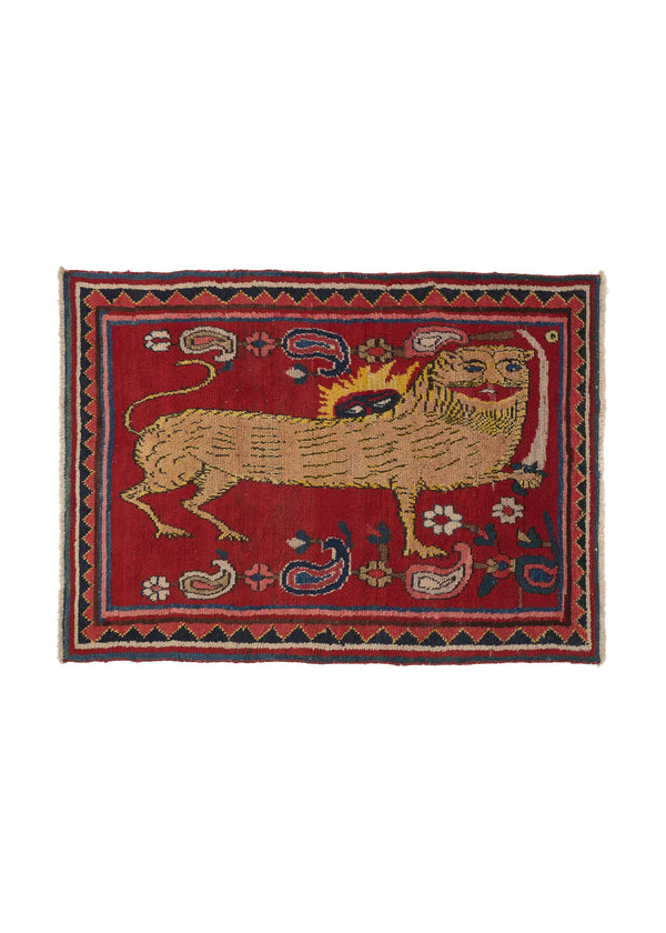 18900 Persian Rug Gabbeh Handmade Area Tribal 5'5'' x 6'9'' -5x7- Red Yellow Gold Pictorial Design