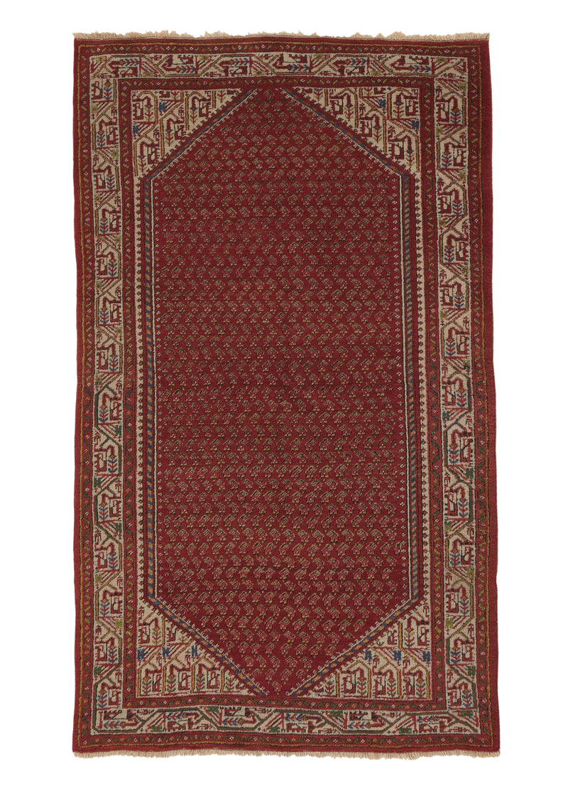 19038 Persian Rug Saraband Handmade Area Tribal 4'2'' x 6'10'' -4x7- Red Paisley Boteh Design
