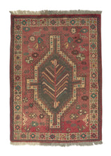 19201 Persian Rug Shiraz Handmade Area Tribal 3'5'' x 4'8'' -3x5- Red Geometric Design