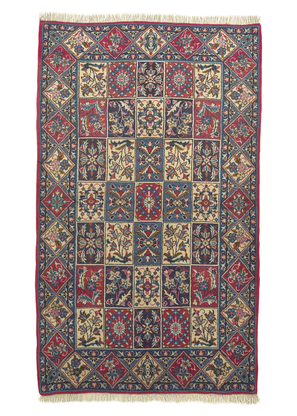 19406 Persian Rug Ardakan Handmade Area Traditional 3'1'' x 5'2'' -3x5- Red Blue Whites Beige Garden Design