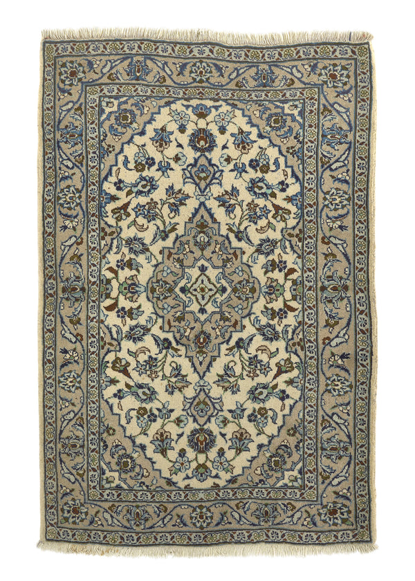 19428 Persian Rug Ardakan Handmade Area Traditional 3'3'' x 5'0'' -3x5- Whites Beige Blue Floral Design