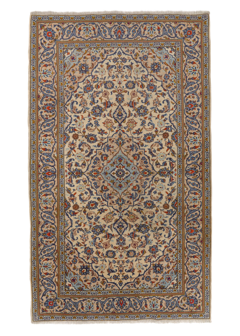 19460 Persian Rug Ardakan Handmade Area Traditional 5'1'' x 8'6'' -5x9- Whites Beige Blue Floral Design