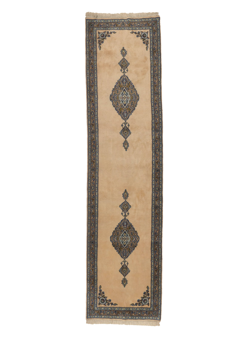 19510 Persian Rug Ardakan Handmade Runner Traditional 3'0'' x 11'9'' -3x12- Whites Beige Blue Open Field Floral Design