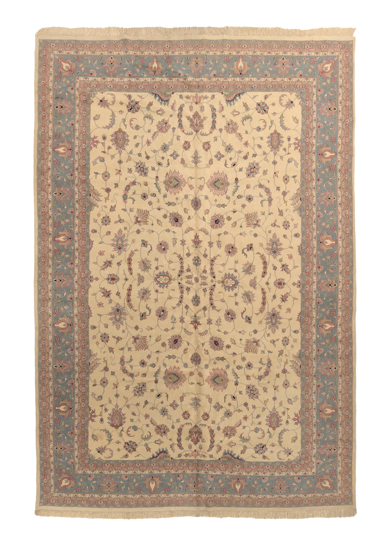 19623 Oriental Rug Indian Handmade Area Traditional 12'0'' x 17'1'' -12x17- Whites Beige Blue Pink Floral Design