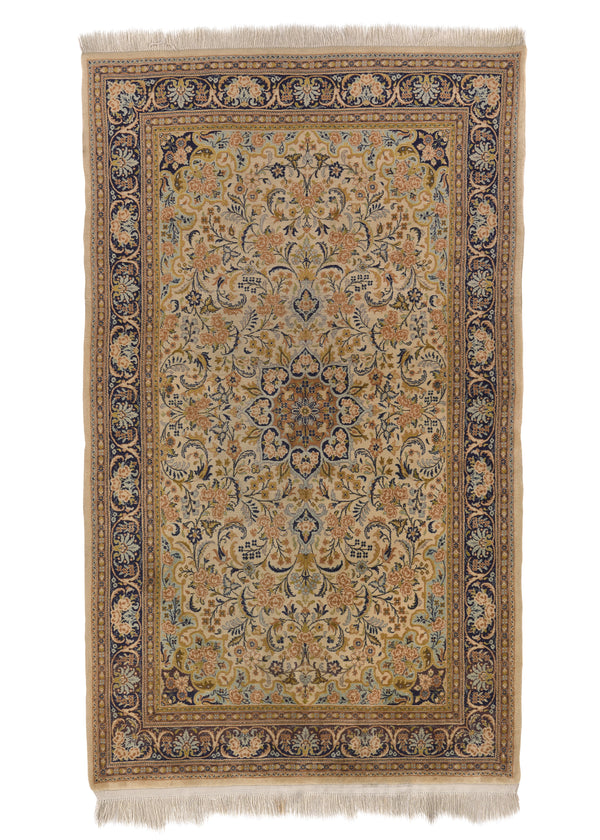 19704 Persian Rug Bijar Handmade Area Traditional 4'10'' x 8'2'' -5x8- Whites Beige Orange Floral Design