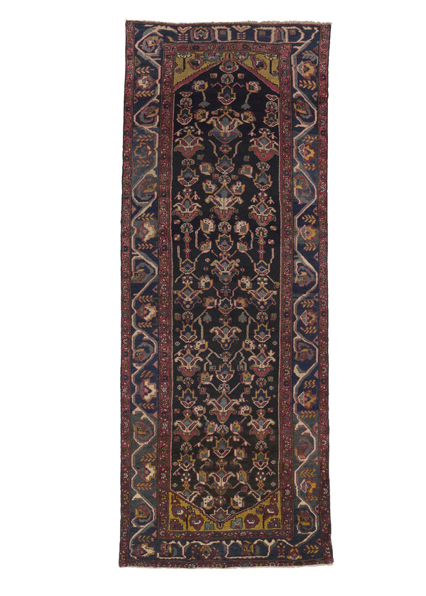 19922 Persian Rug Bakhtiari Handmade Area Runner Antique Tribal 4'0'' x 10'6'' -4x11- Blue Geometric Design