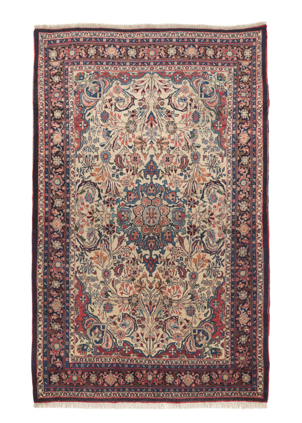 19963 Persian Rug Bijar Handmade Area Traditional 4'9'' x 7'2'' -5x7- Blue Red Whites Beige Floral Design
