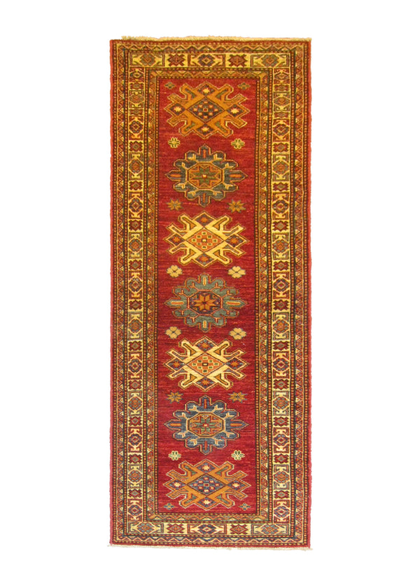 A26021 Oriental Rug Pakistani Handmade Runner Transitional Tribal 2'0'' x 6'4'' -2x6- Red Kazak Geometric Design