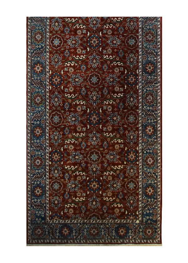 A33813 Oriental Rug Pakistani Handmade Runner Traditional 5'1'' x 19'6'' -5x20- Red Blue Choeb Floral Design