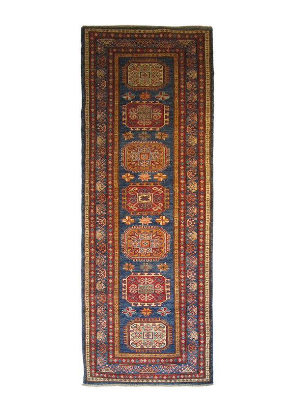 A26465 Oriental Rug Pakistani Handmade Runner Transitional Tribal 2'6'' x 8'3'' -3x8- Blue Red Kazak Geometric Design
