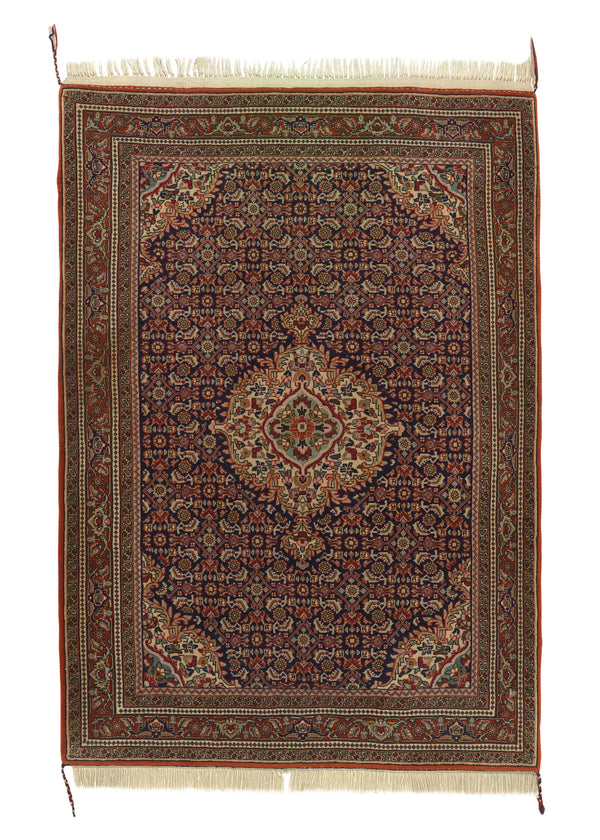 20282 Persian Rug Bijar Handmade Area Traditional 3'9'' x 5'6'' -4x6- Orange Blue Herati Design