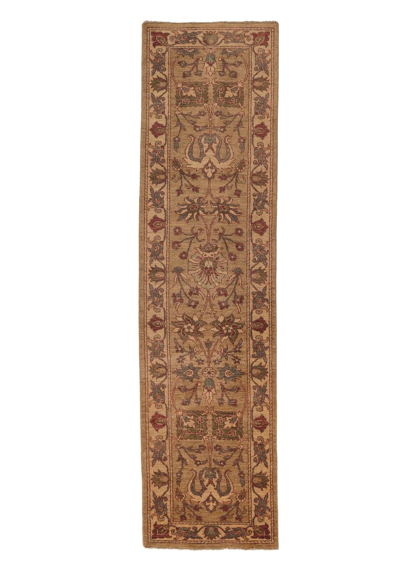 20440 Oriental Rug Pakistani Handmade Runner Transitional 2'4'' x 9'0'' -2x9- Whites Beige Multi-color Oushak Design
