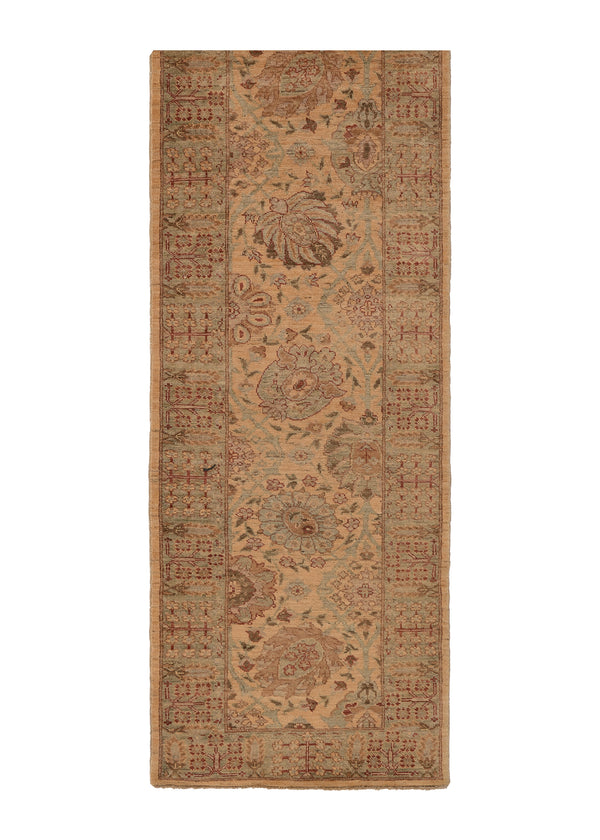 20592 Oriental Rug Pakistani Handmade Runner Transitional 2'8'' x 10'0'' -3x10- Whites Beige Green Floral Oushak Design